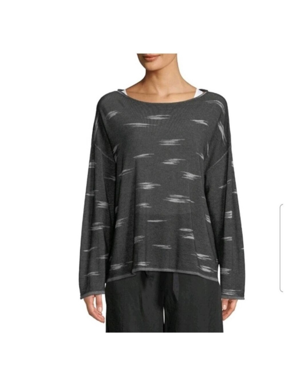 Eileen Fisher- Charcoal Gray Pattern Sweater Large